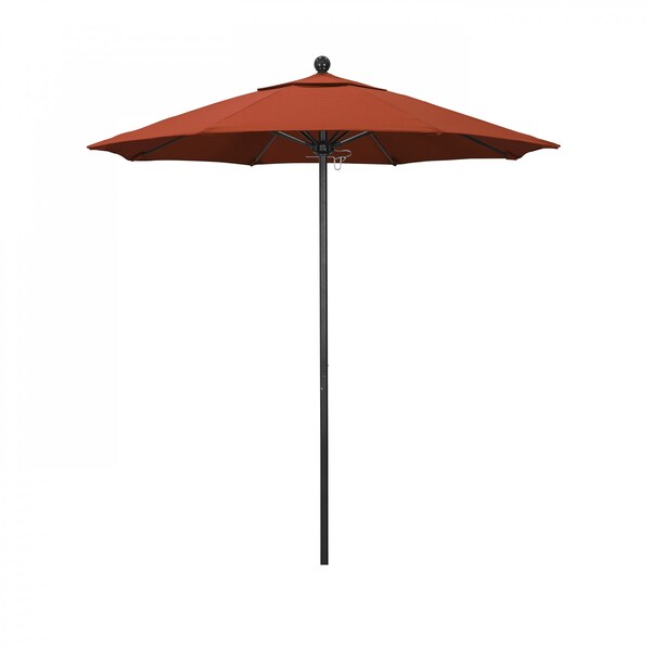 California Umbrella 7.5' Black Aluminum Market Patio Umbrella, Olefin Sunset 194061334751 - main